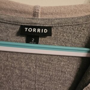 Torrid Heather Gray  And Light Pink Knit Jacket